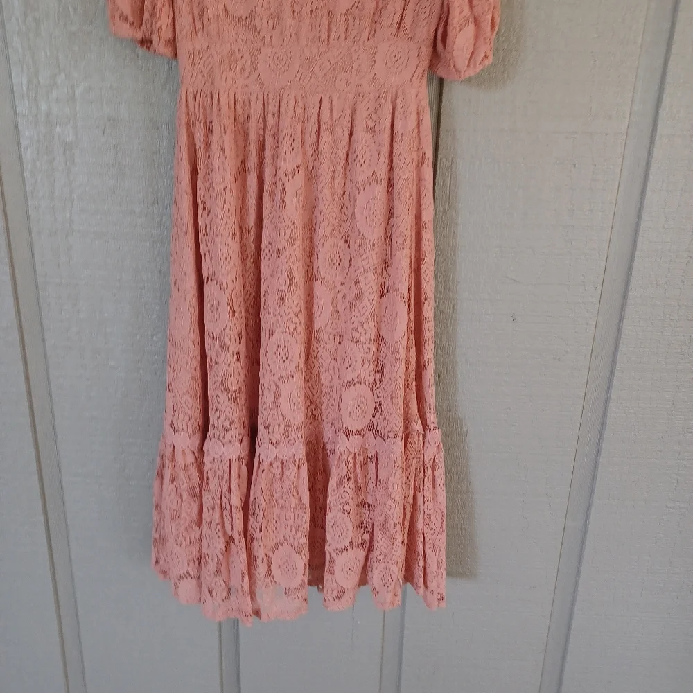 Blu Pepper Lace Short Sleeve Midi Dress Size S Women Feminine Wedding Guest